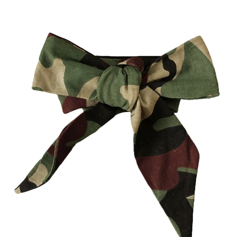 2Pcs Infant Toddlers Baby Boys Long Sleeve Camouflage One-piece Romper+Bow-Tie Headband Baby Clothing Outfits 0-9M