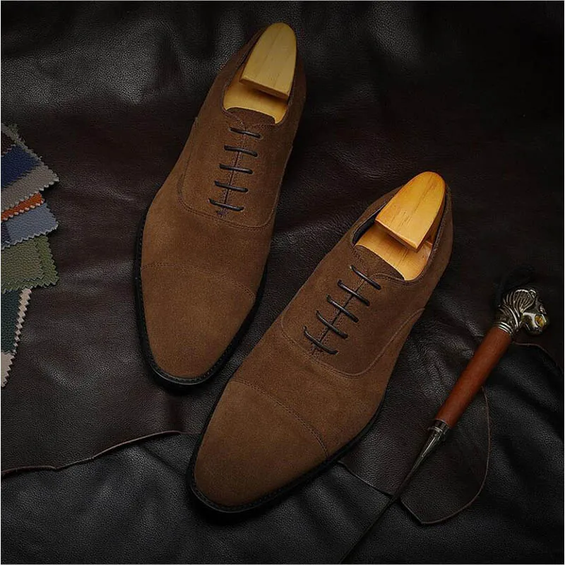 Sipriks Classic Leather Mens Dress Shoes Cap Toe Church Shoes Brown Wedding Shoe Male Business Classic Boss Formal Oxfords Zapat