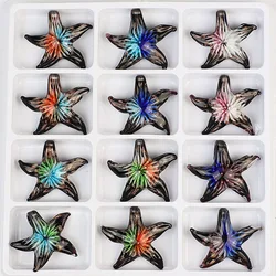 QIANBEI Wholesale 6pcs Handmade Murano Lampwork Glass Mixed Colorful Exquisite Starfish Pendants Charms Gift HOT