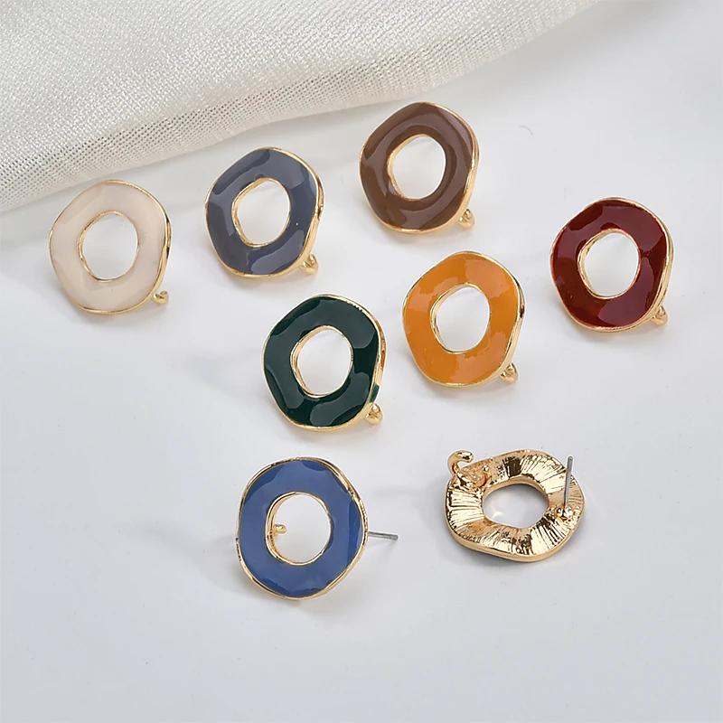 Morandi retro shaped hollow round simple earrings DIY handmade jewelry earrings accessories material