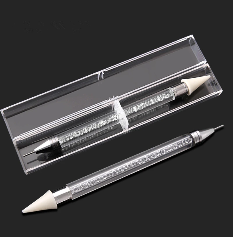Woman Makeup Pen Beauty Tool Transparent Plastic Box Crystal Eyebrow Pencil Box Rhinestone Storage Case
