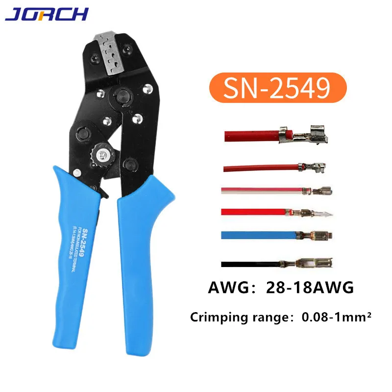 SN-2549 narzędzia do zaciskania szczypce 0,08-0,1 mm2 28-18AWG z skrzynką zaciskową XH2.54 złącze samochodowe precyzyjne narzędzia dla elektryków