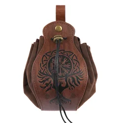 Medieval Vintage Money Pouch Bag Waist Ring Belt Costume Accessory Parts For Men Women Viking Leather Drawstring Bag Coin Purse