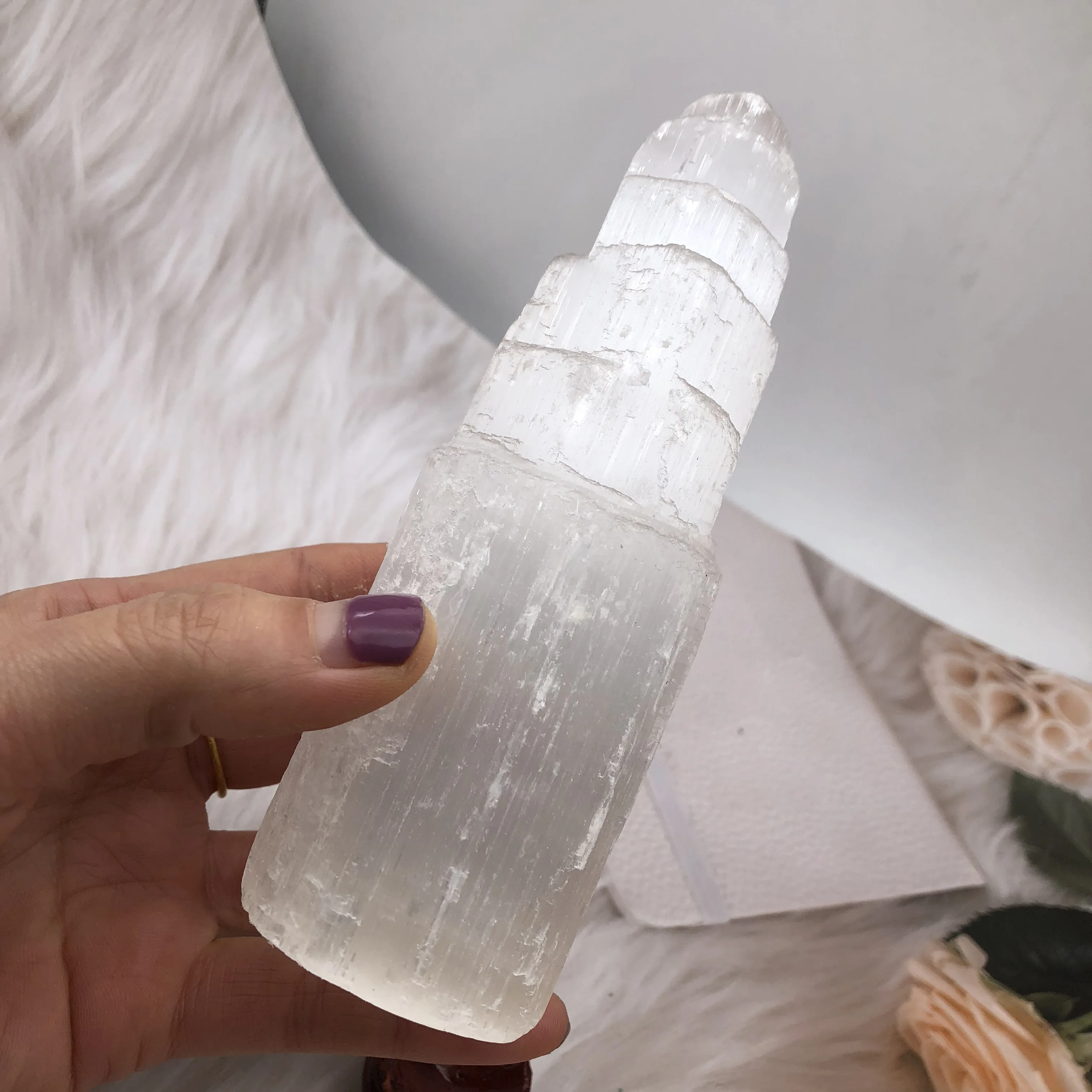 

SELENITE-White Gypsum Skyscraper Castle Towers, Crystal Point