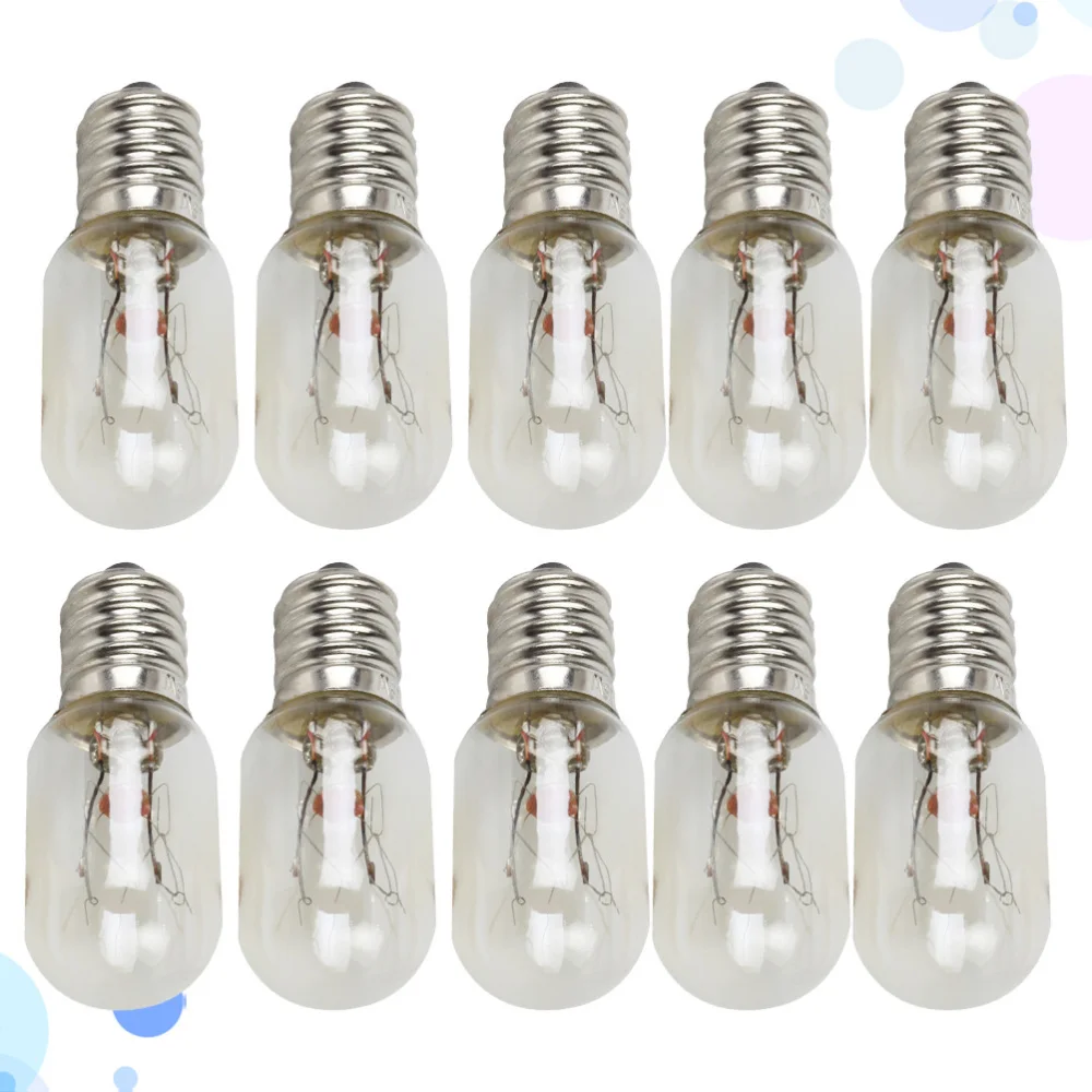 10Pcs E12 Refrigerator Light Bulb Incandescent Bulb Fridge Lamp Tungsten Filament Appliance Bulb Home Lighting Microwave Oven