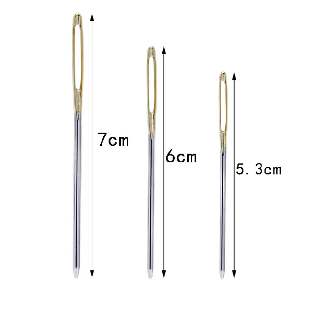 Stainless Steel Golden Tail Embroidery Fabric Cross Stitch Needles Kit Tools Sewing Sharpening Handmade Needles 5.3/6/7cm