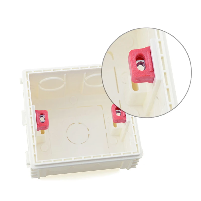 Avoir Internal Mounting Box Wall Electric Case 86*86 Type Box White Red Blue Wire Back Box Plastic Wall Switch Socket Hidden Box