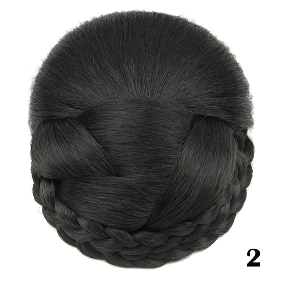 Soowee 6 kolorów dzianiny splecione włosy klipy w Chignon włosy syntetyczne pączek sztuczne włosy Bun nakrycia głowy akcesoria do włosów dla kobiet