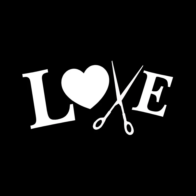 Hair Stylist  Hairdresser LOVE Heart Scissors Window Decal Sticker Car Truck SUV Wall Decor/ Many Colours