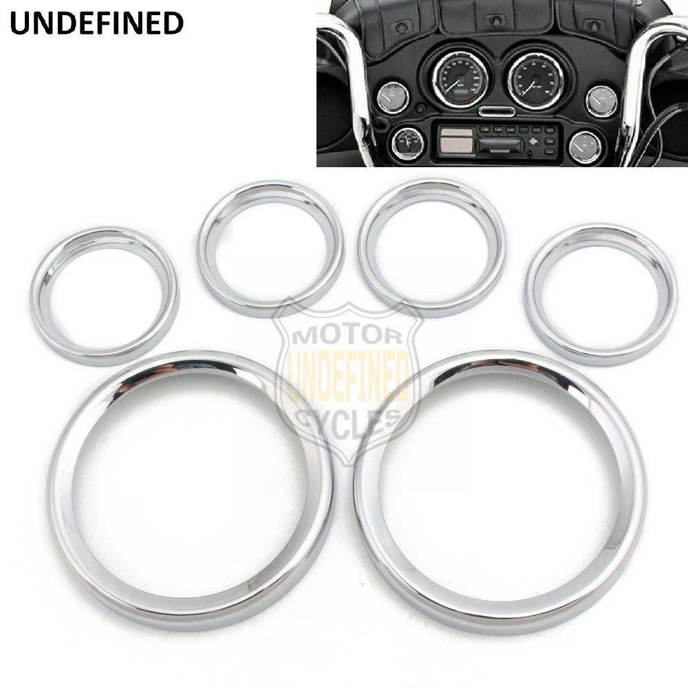 

for Harley Touring Road Electra Street Glide Trike 1996-2013 Motorcycle Speedometer Trim Ring Gauge Bezels Horn Cover Set Chrome