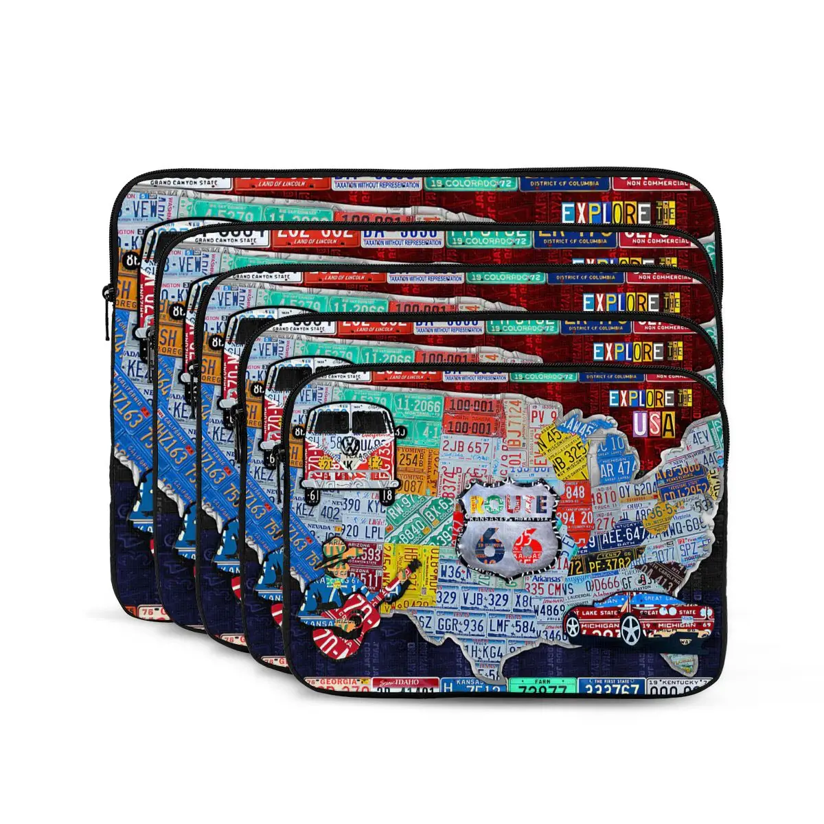 Explore The USA License Plate Art And Map Travel Collage Computer ipad Laptop Cover Case Laptop Sleeve Bag Portable Cover