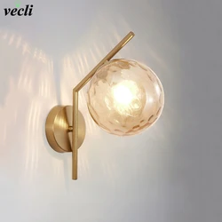 Nordic Glass Wall Lamp Bedroom Bedside Lamps Living Room Corridor Wall Light Modern Gold/Black Indoor Decor Lighting Fixtures