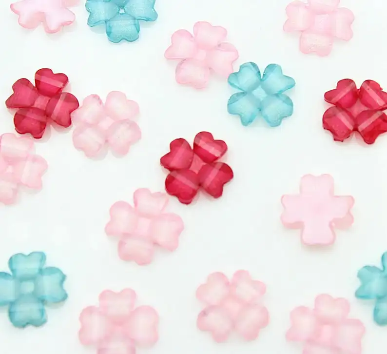 350pcs Resin Flower Cabochon Floral Earring Flower Sakura For DIY Post Earrings Cute Earrings Clover 17mm