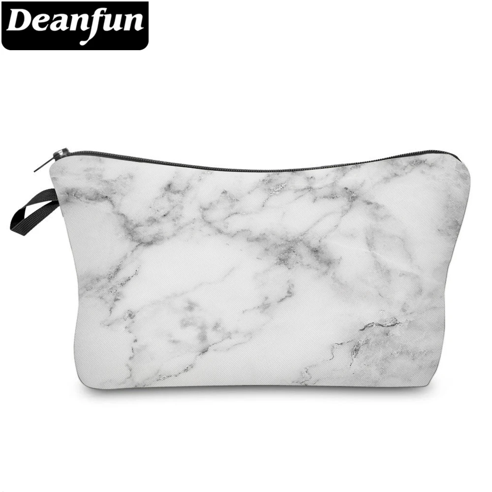 Deanfun Cosmetic Bag White Marble Stone Printing Pouch Women Modern Stylish Makeup Travel Bags 51973