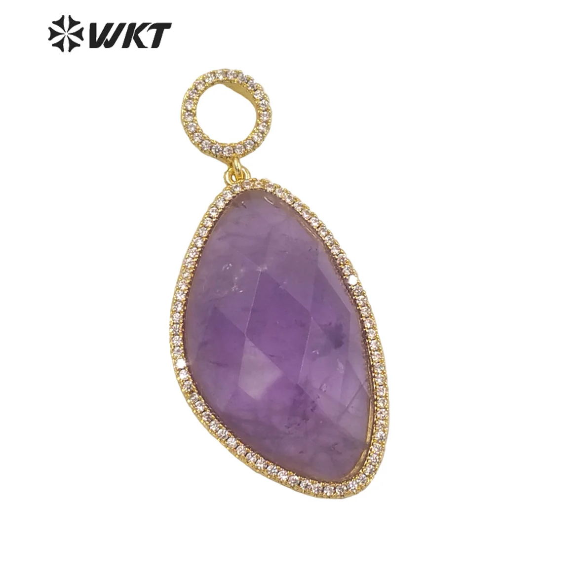 

WT-MP239 WKT 2023 Hot Sale Infinity Charms Colored Stone Oval Pendant Zircon For Lady Necklace Jewelry Special Gift