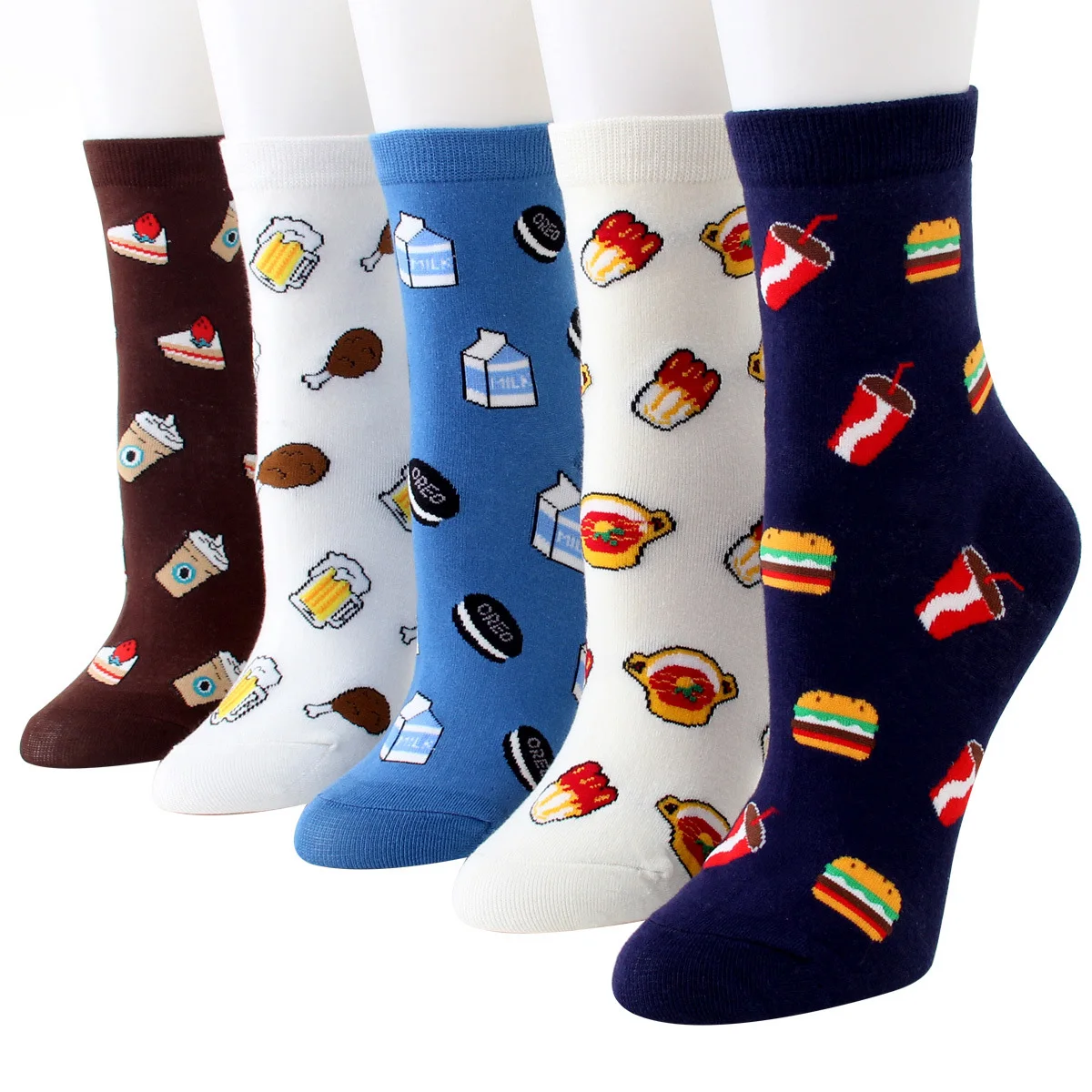 

Socks Women Cotton Creative Illustration Socks Fries Hamburg Coke Tube Socks Ins Trend Street Shooting Cartoon Socks Calcetines