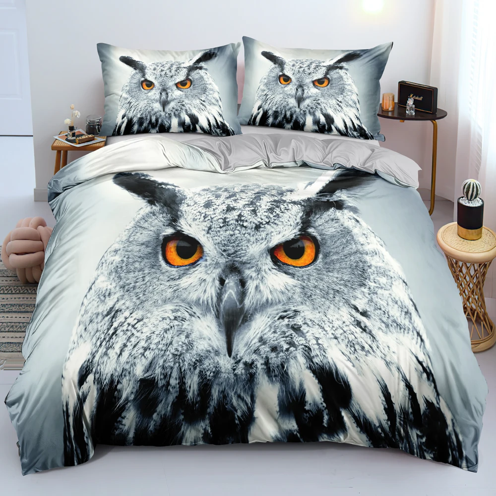 Owl Comforter Covers 3D Custom Design Animal Quilt Cover Sets Pillow Sham King Queen Super King Twin Size Animal Bedding Set