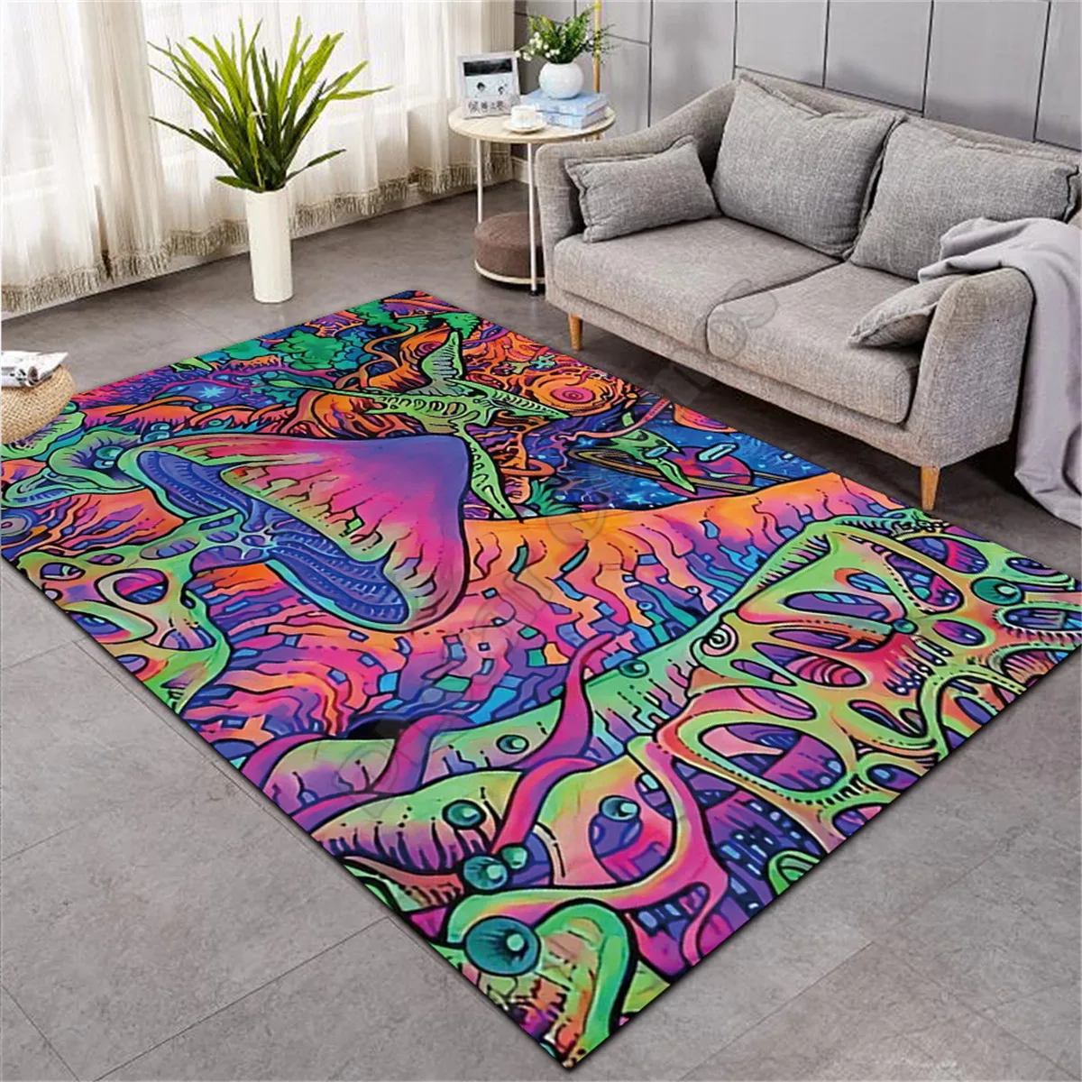 

Psychedelic Mushroom Carpet Mat for Living Room Doormat Flannel Print Bedroom Non-slip Floor Rug