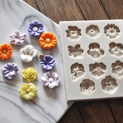 Cartoon Flower Silicone Fondant Cake Mold Cupcake Jelly Candy Chocolate Decoration For Baking Tool Moulds Resin Kitchenware