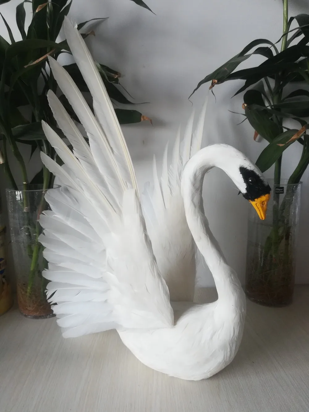 

foam & feathers spreading wings bird swan 30x45cm white feathers swan model toy display prop,home garden Decoration gift e3292