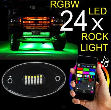 TOP-LEVEL Car Underbody Decoration rgbw Rock Light 8pcs LED Rock Light Kit APP Controlled RGBW cambia colore 12v 9w