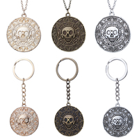 Fashion Jewelry Pirates Of The Caribbean Necklace Jack Sparrow Aztec Coin Skull Keychain For Men Women Gifts