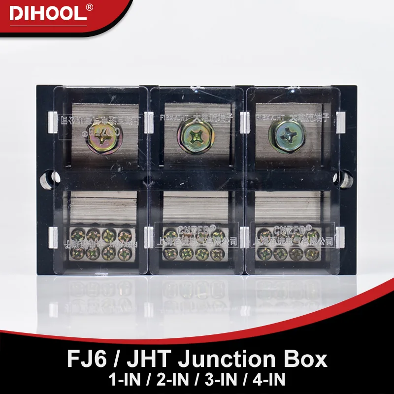 FJ6/JHT Junction Box 250A Large Current Split Terminal Block 1-IN 2-IN 3-IN 4-IN Electronic Component Quick Wiring Connector