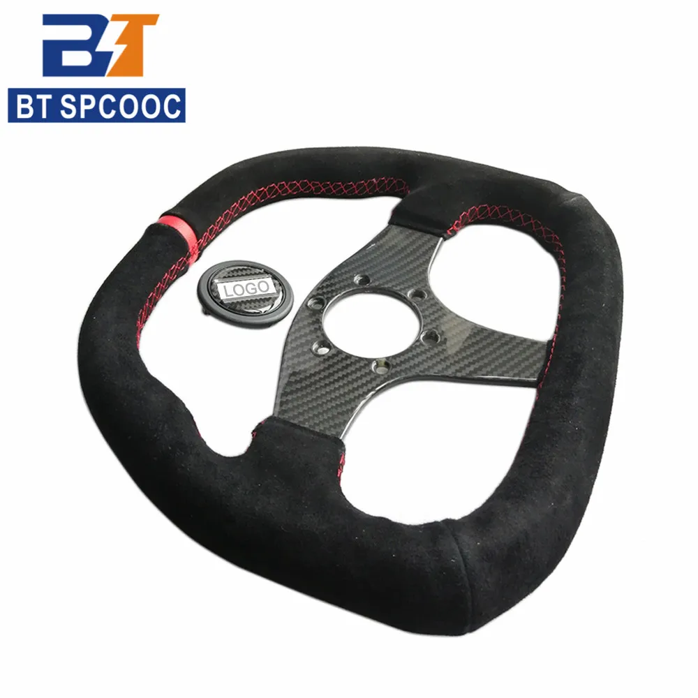 Carbon Fiber Suede Steering Wheel 13inch 310mm Car Racing Drift Sport Steering Wheel Universal  With OM-Horn Button PCD70MM Red