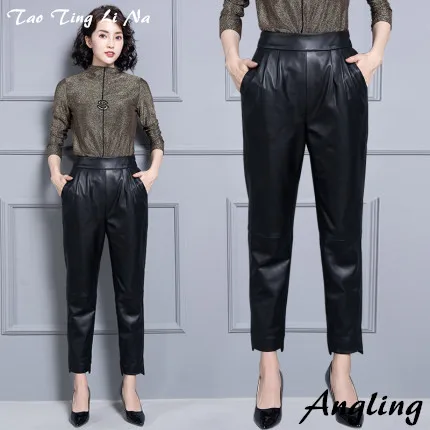 Top brand Women Fashion 2020 Real Genuine Sheep Leather Pants KP5  high quality