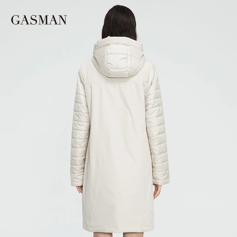 GASMAN 2022 NEW Spring Autumn Jacket fashion casual coat women long parka Thin Cotton hooded high quality women\'s jackets 81868