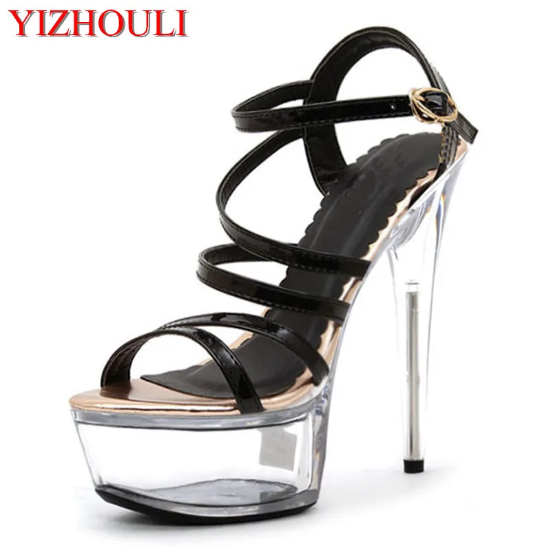 New high heel stage sandals, 15 cm thin heel high heel sandals for summer women's night club show