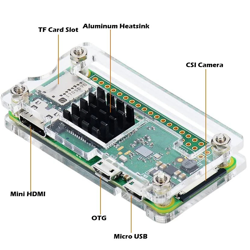 Raspberry Pi Zero 2 W Gehäuse mit zwei männlichen Header, Kühlkörper-Kit, Kühlkörper + mehrfarbiger Header für Raspberry Pi Zero, Pi0 mit 2 W