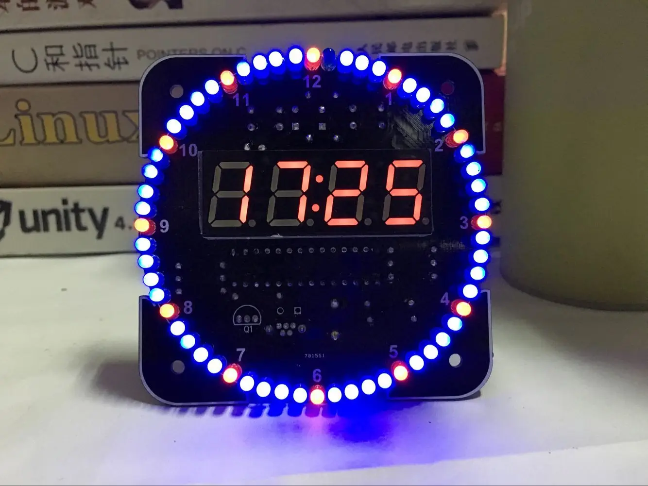 DIY electronic kit led clock kit digital tube Round DS1302 light sensor temperature control DIY build kit with case