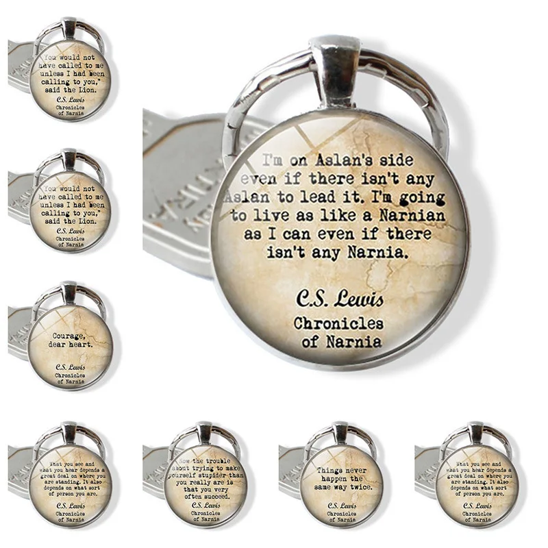 WG 1pc C.S. Lewis Narnia Chronicles Time Gem&stone Keychain Keyring Pendant Cabochon Glass Ball Keychain For Female Jewelry