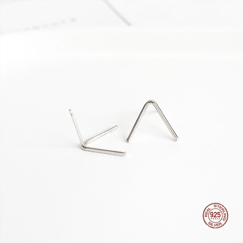 LKO 925 Sterling Silver Simplicity Hollow Triangle Stud Earrings For Women Gifts Tiny Simple Geometric Earrings Accessories