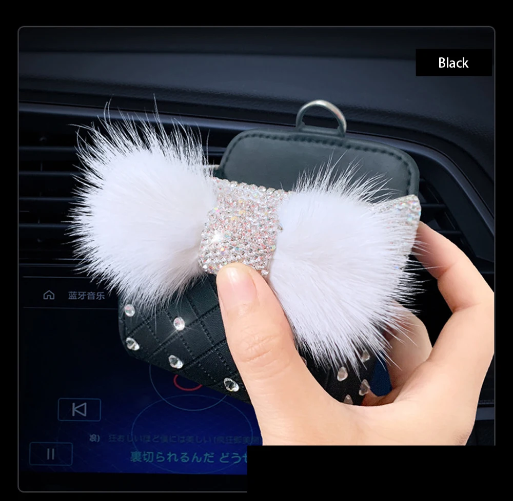 Car Air Outlet Bag Car Hanging Bag In-Car Diamond-Encrusted Mobile Phone Bag Multi-Function Storage Box Storage Bag