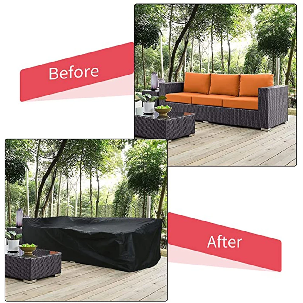 62 Size High Quality Outdoor Patio Waterproof Covers For Furniture Table Sofa Cover 210D Oxford Cloth Black Dust Cover