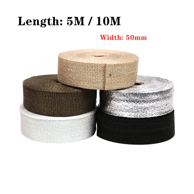 

5M / 10M x 50mm Car Motorcycle Heat Shield Wrap Turbo Exhaust Heat Tape Pipe Wrap Shields Manifold Header Insulation Cloth Roll