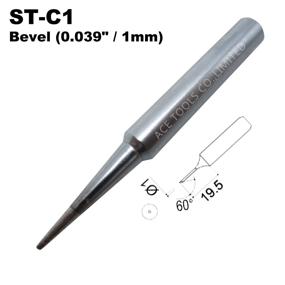 

ST-C1 Replacement Soldering Tip Bevel 1mm Fit WELLER SP40L SP40N SPG40 WP25 WP30 WP35 WLC100