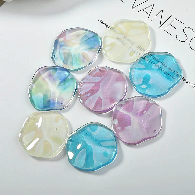 

New 30pcs/lot 30mm color print geometry wave effect irregular rounds shape resin beads diy jewelry earring/garment accessory