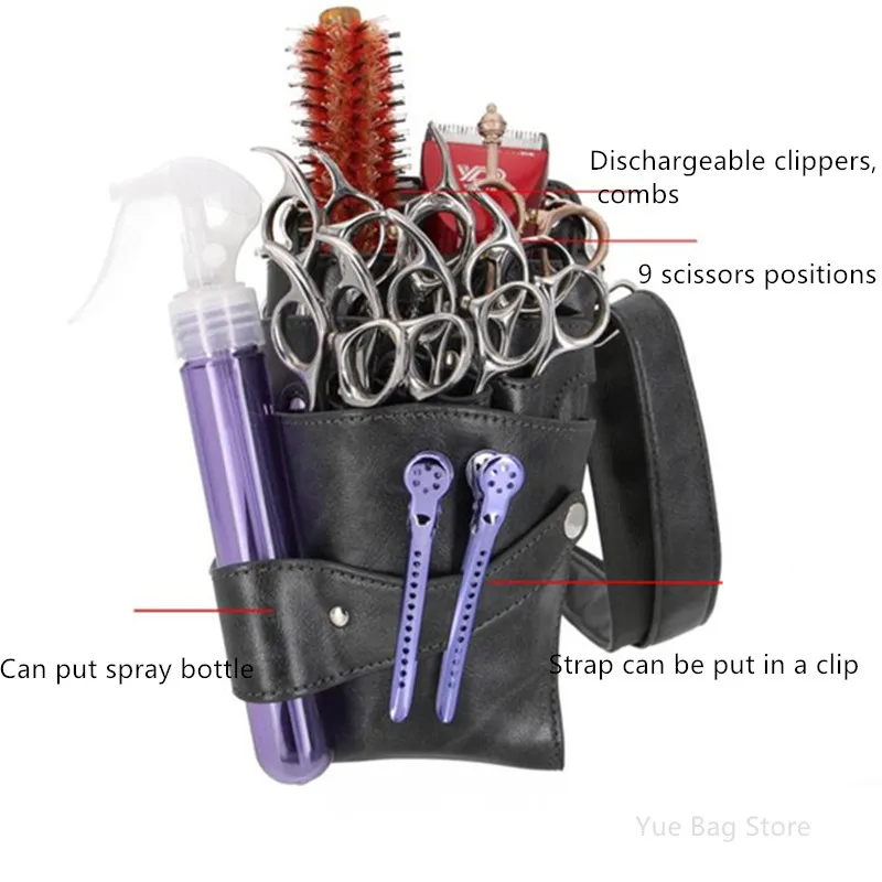 Professionelle 8-Taschen-Tasche für Salon, Friseur, Haarscheren, Scheren, Clips, Friseur-Holster, Beutel, Halter, Gürtel – Detail 5