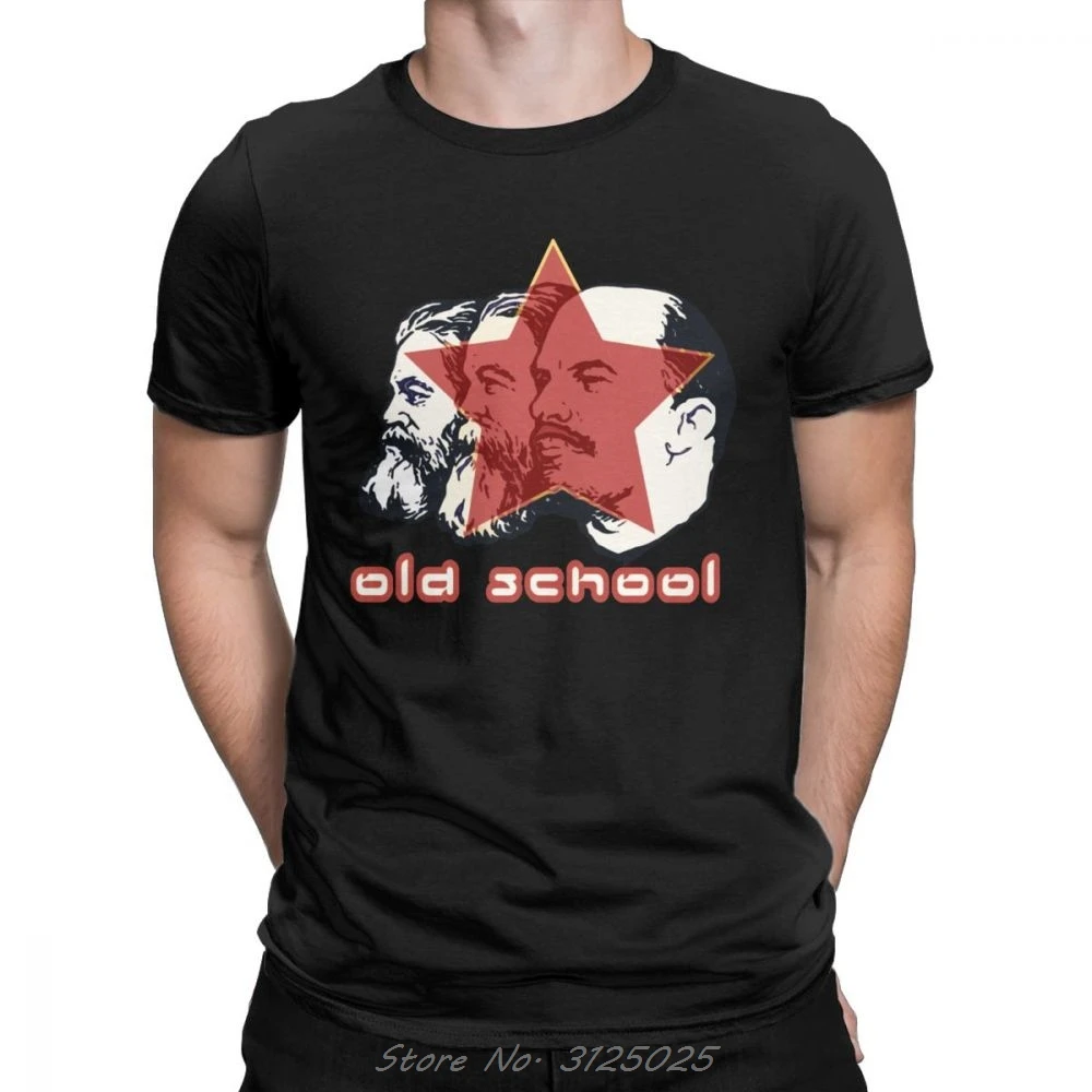 Marx Engels Lenin Old School T Shirts for Men Cotton Cool T-Shirt Communism Marxism Socialism Tees New Arrival Clothes