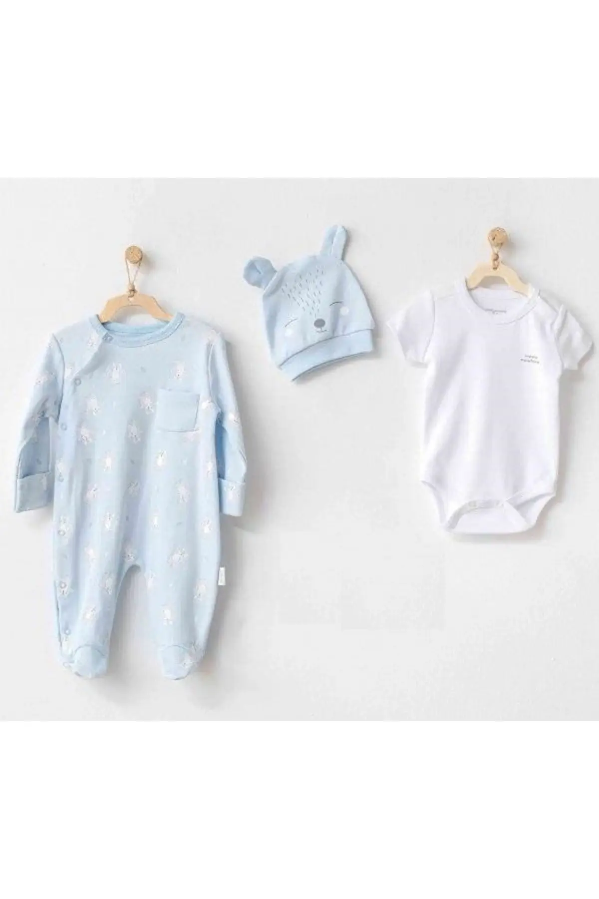 Andywawa AC21324 Bear Story 3 Piece Newborn The Zibin Set Blue