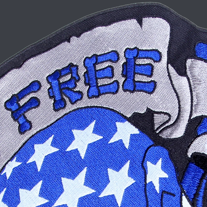 12 inches large Embroidery Patches USA Flag Stars Strips Skull LIVE FREE OR DIE for Jacket Back Vest Motorcycle Biker Sew on