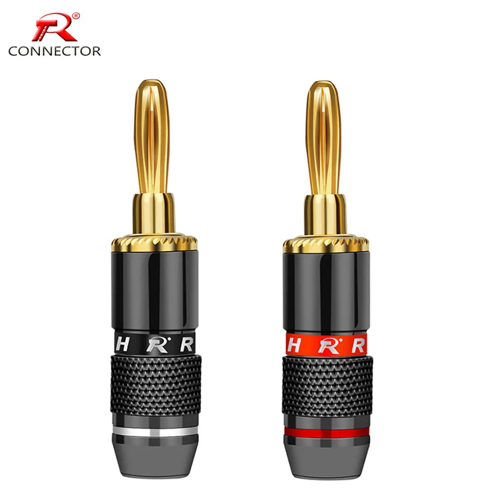 8pcs/4pairs 4mm Banana Plug Gold Plated Amplifier Speaker Plug Wire Connector Banana Male Connector