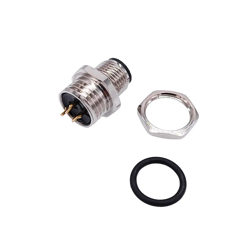 M1216 3/4/5/8Pin sensor connector mounting hole 16mm M12 Flange Socket panel back mount threaded coupling Male&Female M1216