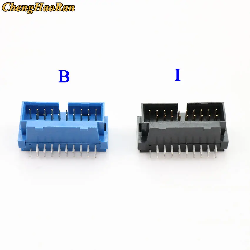 ChengHaoRan 1pcs USB 3.0 90 /180 degree 20pin 19pin male connector motherboard chassisplugged plate IDC 20 pin connector socket