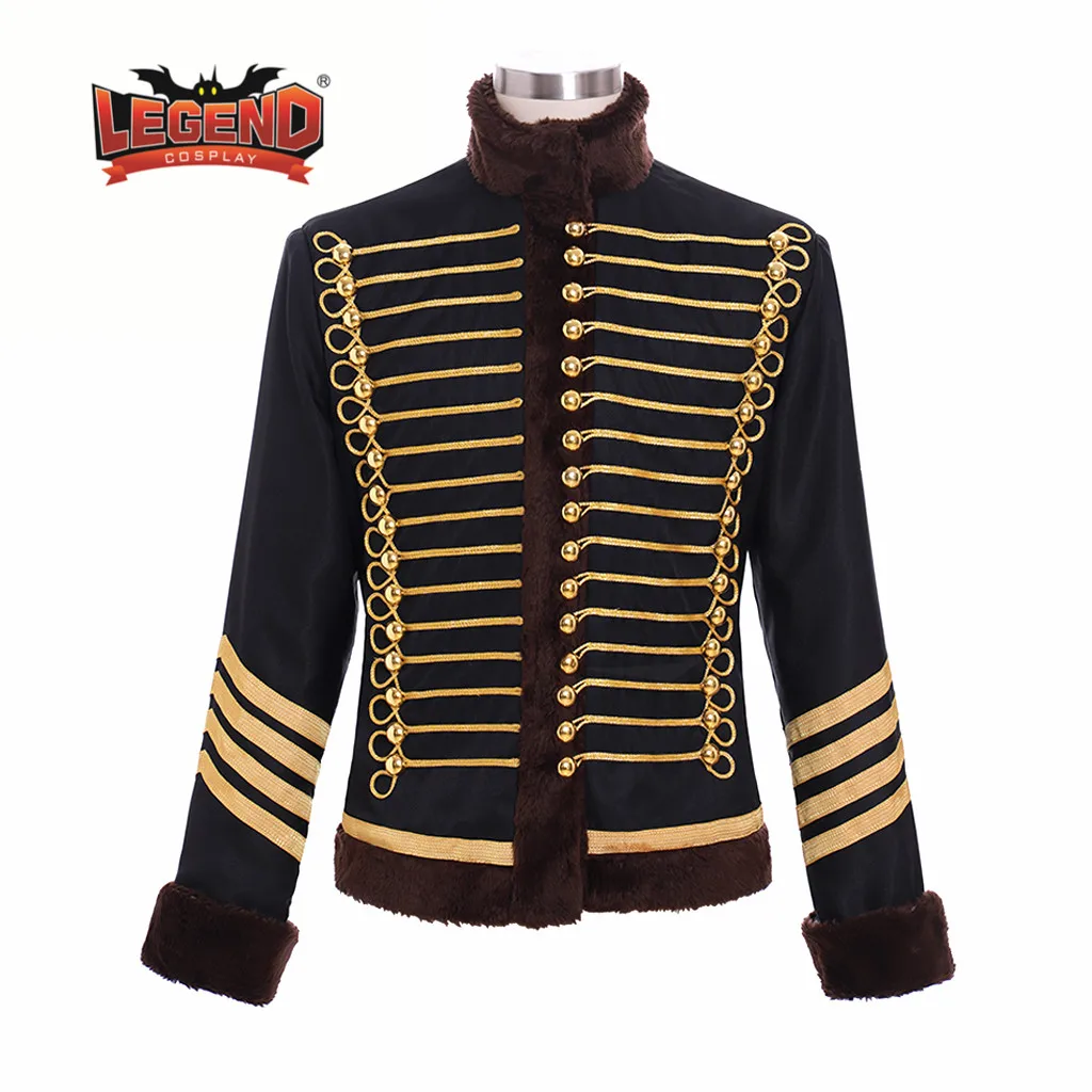 

Men's Black Gold Hussar Steampunk Parade Jacket men's Hussar jacket with Faux Fur men's steampunk parade jacket military jacket