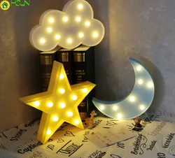 Luz noturna infantil 3d, estrela, lua, luz noturna, fofa, adorável, presente, sinalização, para quarto, estudo, decoração