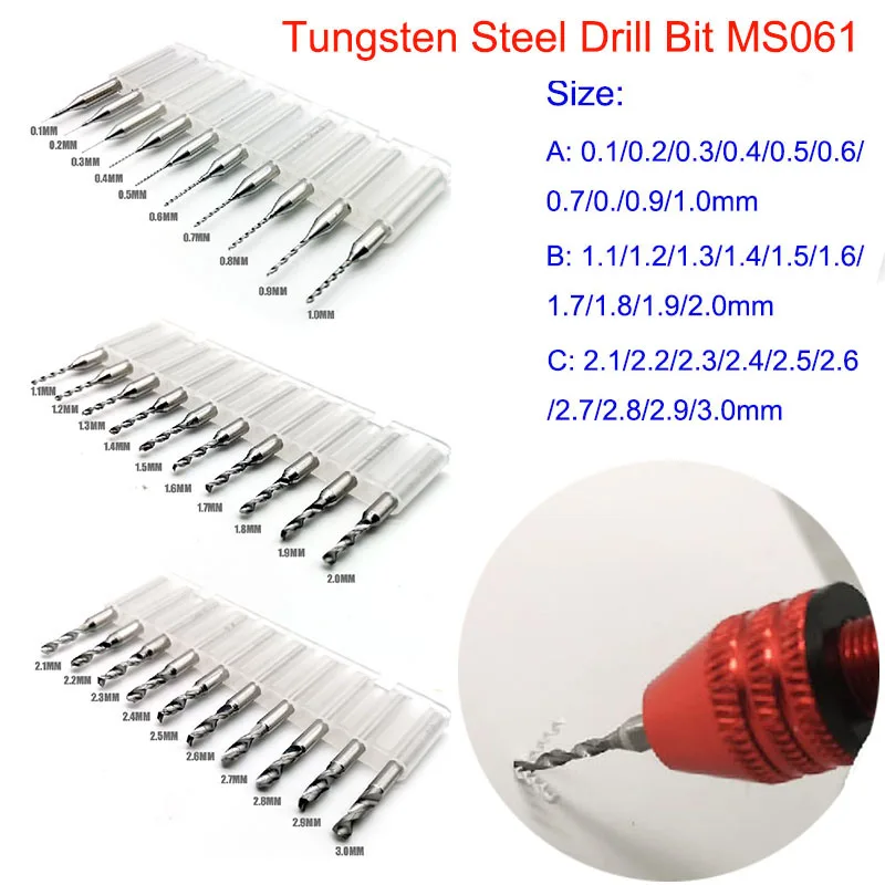 

Steel Drill Bits 0.1mm-3.0mm Drilling/retrofitting/install Tool for ABS Plate Building Model Resin GK MS061